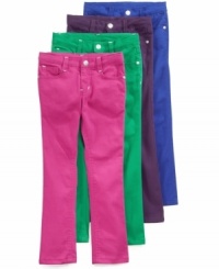 Pick the prettiest color to accent her adorable style with these straight leg denim jeans from Clubhouse.