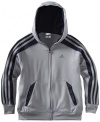 adidas Boys 8-20 Youth Full Force Hoodie, Tech Grey/Dark Navy, Medium