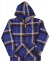 DC Shoes Boys Toddler Big Pluma Plaid Hoodie Blue 2T