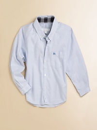 An all-boy version of a shirt dad might wear, in pastel stripes with classic dress-shirt details.Button-down collarButton placketPatch chest pocket with embroidered logoLong sleeves with button cuffsCottonMachine washImported Please note: Number of buttons may vary depending on size ordered. 