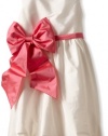 Us Angels Girls 7-16 Bubble Dress With Oversized Bow, Ivory/Brite Pink, 10