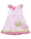 Rare Editions Infant Girls Pink Lime Butterfly Gingham Sundress-18 Months