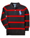 Polo Ralph Lauren Tod Boys Striped Big Pony Mesh Polo, Red, 3/3T