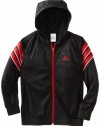 adidas Boys 8-20 Youth Fat Stripes Jacket, Black/Light Scarlet/White, Large