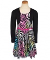 Beautees Tiger Sherbet 2-Piece Dress Set (Sizes 7 - 16) - black/pink, 7