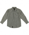 LRG Gingham Gang L/S Button-Down Shirt (Sizes 8 - 18) - black/white, 10 - 12