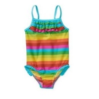 Child of Mine by Carters Girls Stripe One-Piece Swimsuit - UPF 50+ (4T)