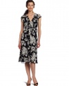 Evan Picone Women's Printed Obi Sash Chiffon Dress