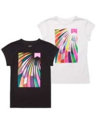 A burst of color. This foil Starburst logo tee from Nike Action gives her a sweet look that she'll love to pull out of the closet.