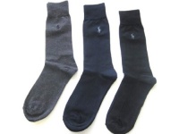 Polo Ralph Lauren Men's 3 Pack Dress Socks Blue/Gray/Black, 6-10