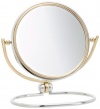 Jerdon MC229CG 5.5-Inch Folding Two-Sided Swivel Travel Mirror with 7x Magnification, Chrome and Brass Finish