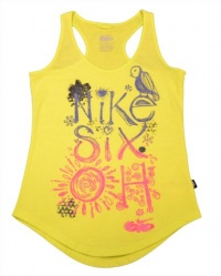 NIKE Girls' 6.0 SIX OH Graphic Glitter Tank Top Yellow-Medium