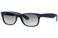 Ray Ban RB2132 New Wayfarer Sunglasses - 811/32 Light Blue Rubber (Crystal Gray Gradient Lens) - 55mm