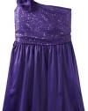 Ruby Rox Kids Girls 7-16 One-Shoulder Glitter Dress, Purple, 12