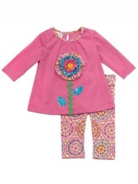 Rare Editions Baby-girls Infant Print Legging Set, Fuchsia/Multi, 24 Months