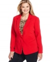 Lend instant polish to your look with Calvin Klein's plus size one-button blazer.