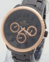 Mark Naimer Quartz XL Men Watches Chronograph-Style Look Black N Rose Gold Case Black Metal Band