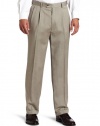 Louis Raphael LUXE Men's 100% Washable Herringbone Pleated Comfort Waist Dress Pant