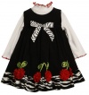 Bonnie Jean Girls 2-6X Corduroy Jumper With Bonaz Flowers, Black, 3T