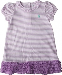 Ralph Lauren Layette Girl's Ruched Ruffle Dress Set (9 Month, Powder Purple)