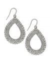 Add shine to any look in shapely style. Alfani earrings feature an intricate braided teardrop with sparkling crystals decorating the edges. Crafted in silver tone mixed metal. Approximate drop: 2 inches.