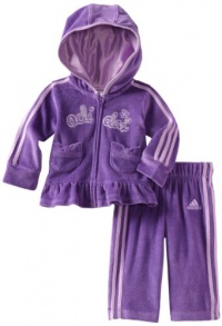 adidas Baby-Girls Infant 2 Piece Princess Velour Set, Dark Purple, 18 Months