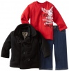 Nannette Baby-Boys Infant 3 Piece Eagle Champions Jacket Set, Black, 12 Months