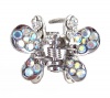 Hair Clip - H1- Crystal Butterfly Flower - Sm Size (7/8 x 11/16) ~ Clear AB (Iridescent)