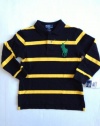 Ralph Lauren Polo Big Pony Rugby Stripe Long Sleeve Yellow Black Shirt, Size 4 4T