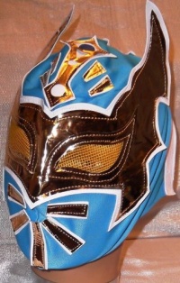 SIN CARA Kid's Youth Size Blue/Gold Wrestling MASK