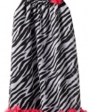 Rare Editions Girls 7-16 Zebra Print Dress With Rosettes, Black/White/Fuchsia, 12