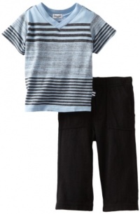 Splendid Littles Baby-boys Infant Vintage Stripe V-Neck Tee Set, Sky, 6-12 Months