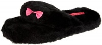 Betsey Johnson Women's Between The Sheets Fluffy Flip Flop Slipper, Black, Small