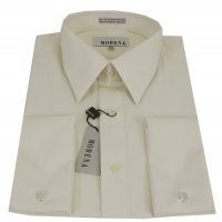 Mens Modena Solid Cream French Cuff Dress Shirt