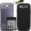 YESOO-GS3 Samsung Galaxy S3 4300mAh Extended Battery, Cover Pebble Blue, Extended TPU Case Black