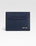 Pebbled Italian leather card case is fashioned with signature logo detail.Six card slots4 x 3Imported