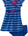 Puma - Kids Baby-girls Infant Jersey Stripe Dress And Diaper Set, Blue, 18 Months