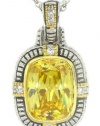 Beautiful Designer-Inspired 2-tone Pendant w/Golden & White CZs, .925 Sterling silver