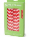 Kikkerland Biodegradable Paper Straws, Red and White Striped, Box of 144