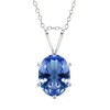 1.30 Ct Oval Tanzanite .925 Sterling Silver Pendant With 18 Silver Chain