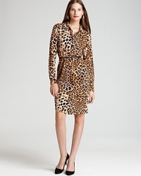 Exotics go executive as crisp animal print enlivens a classic AK Anne Klein shirt dress. Tame the bold silhouette with polished pumps and take charge of the corner office.