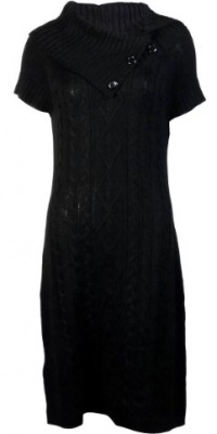 Calvin Klein Women's Cable Knit Sweater Dress Medium Black