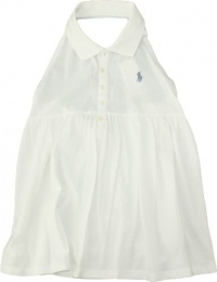 Ralph Lauren Toddler Girl's Smocked-Back Polo Halter Top (3/3T, White)