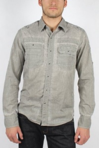 Affliction - Mens Next Target Woven Shirt In Charcoal