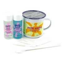 Poetic Waxing Kit - Azulene: Wax + Cleanser + Pre & Post Waxing Oil + Large & Small Sputulas 1set