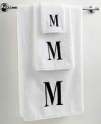 Dry off in your signature style with monogrammed towels from Avanti. Embroidered with a single capital letter in Bodoni font, this combed cotton hand towel makes it easy to personalize your bath.