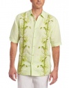 Cubavera Men's Short Sleeve Button Down Shirt With Leaf Embroidery And Print Detail