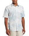 Cubavera Men's Short Sleeve Yarn Died Leaf Print