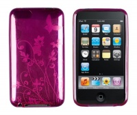 Hot Pink Butterfly Flower Flexible TPU Case for Apple iPod Touch 2G, 3G (2nd & 3rd Generation)