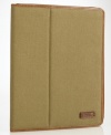 Constructed from durable canvas, this sleek leather-trimmed carrying case provides a handsome home away from home for a treasured iPad®.